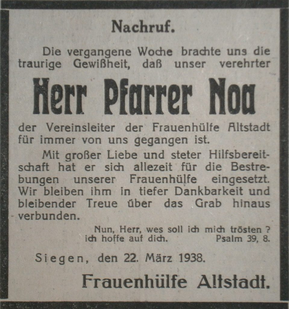 Zeitungsanzeige vom 22.03.1938