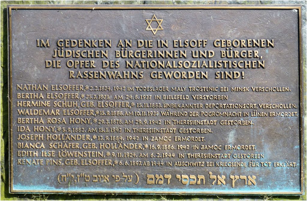 Gedenktafel am jüdischen Friedhof in Elsoff
